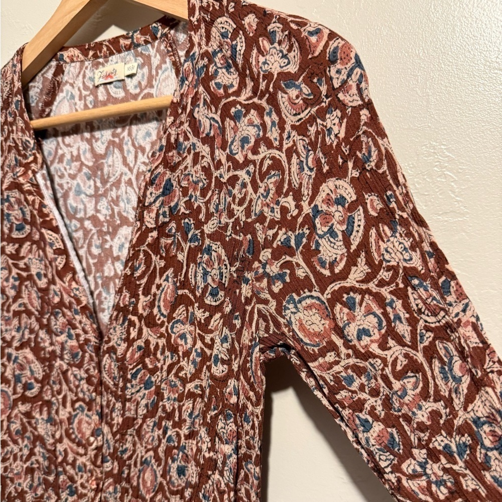 FAHERTY | Montara Long Sleeve Dress Merlot Bordeaux Floral Dress Women’s Size XS - Picture 5 of 15